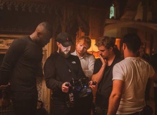 Sam Meyer with Ed Sheeran on production shoot